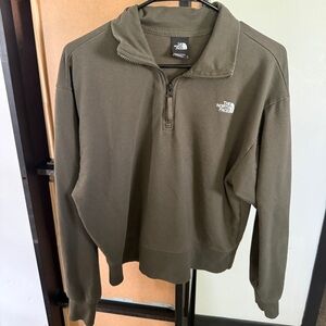The North Face Dark Olive Green 1/4 Zip Sweatshirt Women’s Size Medium